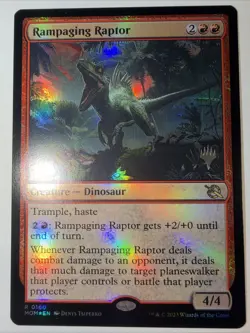 MTG Magic the Gathering Rampaging Raptor (160/548) March of the Machine LP FOIL - Image 1