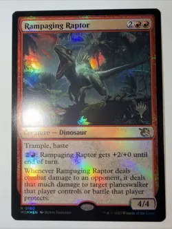 MTG Magic the Gathering Rampaging Raptor (160/548) March of the Machine LP FOIL - Image 2