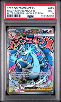 2025 POKEMON MEP EN-ME BLACK STAR PROMO #023 MEGA CHARIZARD X EX PSA 9 - Image 1