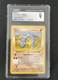Pokemon TCG Base Set Shadowless Onix 56/102 CGC Mint 9 - Image 3
