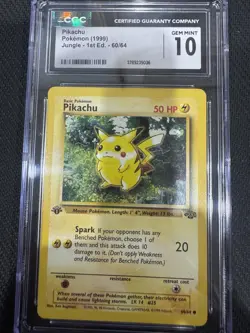 Pokemon TCG WOTC Jungle 1st Edition Pikachu 60/64 CGC Gem Mint 10 - Image 1