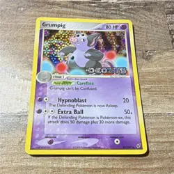 Pokemon TCG Grumpig 32/107 EX Deoxys Reverse Holo Uncommon 80 HP Stage 1 2005 - Image 1