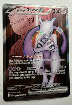 Team Rocket's Mewtwo ex 213/182 DRI Full Art Rare Pokemon TCG Near Mint - Image 2
