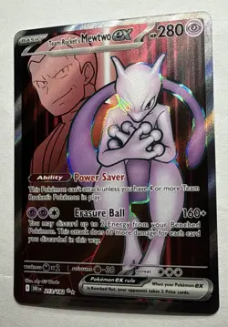 Team Rocket's Mewtwo ex 213/182 DRI Full Art Rare Pokemon TCG Near Mint - Image 3