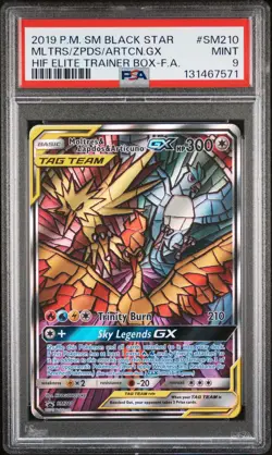 2019 POKEMON SM BLACK STAR PROMO FULL ART/MOLTRES & ZAPDOS & ARTICUNO GX PSA 9 - Image 1