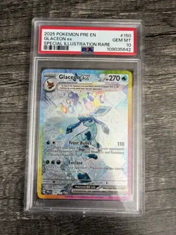 2025 POKEMON PRISMATIC EVOLUTION SIR 150 GLACEON ex PSA GEM MT 10 - Image 1