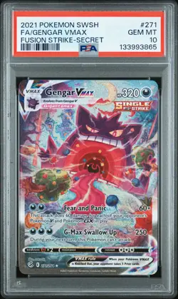 2021 POKEMON SWORD & SHIELD FUSION STRIKE SECRET FULL ART/GENGAR VMAX PSA 10 - Image 1