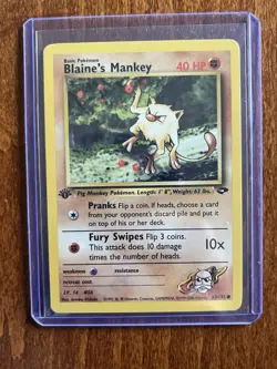 [NM] 2000 Pokemon Gym Challenge Blaine's Mankey 1st Edition #63/132 - Image 1