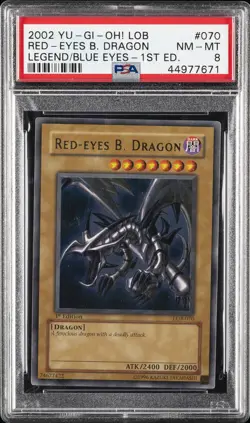 2002 YU-GI-OH! LOB-LEGEND OF BLUE EYES WHITE DRAGON RED-EYES B. DRAGON PSA 8 - Image 1