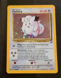 💥 Pokemon TCG Clefairy Base Set 2 Holo Rare 6 NM 6/130 card swirl - Image 1