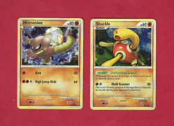 HITMONLEE & SHUCKLE #HGSS 25 & 15--BLACK STAR PROMO HOLO POKEMON CARDS - Image 1