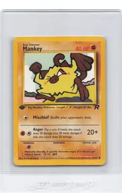 MANKEY 61/82 - 1st Edition - Team Rocket - VINTAGE WOTC Pokemon CARD - LP/P - Image 1