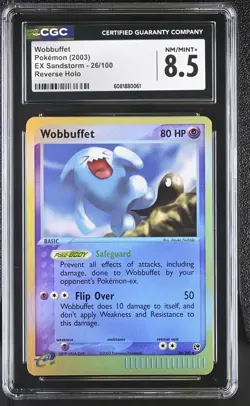 CGC 8.5 Wobbuffet 2003 EX Sandstorm 26/100 Reverse Holo Pokemon Card - Image 1