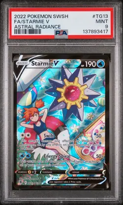 2022 POKEMON SWORD & SHIELD ASTRAL RADIANCE #TG13 FULL ART/STARMIE V PSA 9 - Image 1