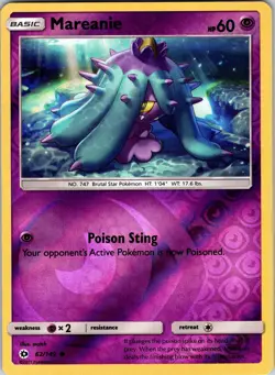 Mareanie 62/149 SM Base Set Pokemon LP Reverse Holo - Image 1