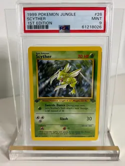 1999 Pokemon Jungle Scyther 1st Edition 26/64 PSA 9 MINT Pack Fresh - Image 1