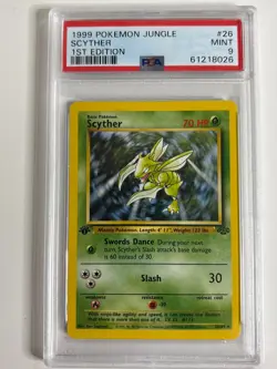 1999 Pokemon Jungle Scyther 1st Edition 26/64 PSA 9 MINT Pack Fresh - Image 3
