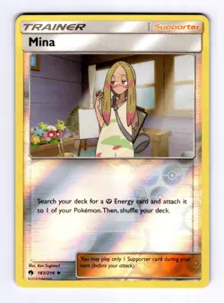 Mina SM - Lost Thunder #183 (2018) Uncommon Reverse Holo NM Pokemon - Image 1