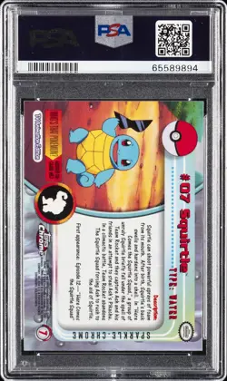 2000 TOPPS CHROME POKEMON T.V. SPARKLE #7 SQUIRTLE PSA 10 - Image 2
