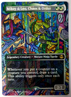 Mikey & Leo, Chaos & Order - Borderless Rare - MTG TMNT - 200 NM - Image 1
