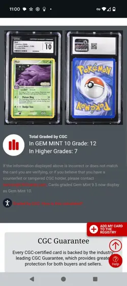 (POP 12) CGC 10 GEM MINT Pokemon Muk EX Legend Maker Stamped Reverse Holo 11/92 - Image 5