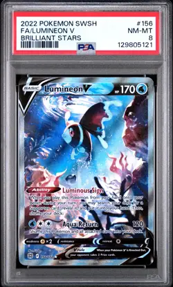 2022 POKEMON SWORD & SHIELD BRILLIANT STARS #156 FULL ART/LUMINEON V PSA 8 - Image 1