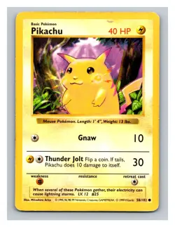 Pikachu #058/102 Base Set (Shadowless) Pokemon Card TCG 1999 - Image 1