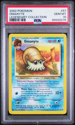 2002 Pokemon Legendary Collection # 57 Omanyte Non Holo PSA 10 Card GEM MINT! - Image 1