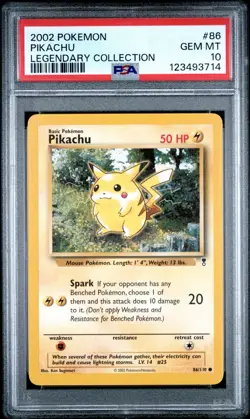 2002 Pokemon Legendary Collection # 86 Pikachu PSA 10 Card! GEM MINT! NEW CERT! - Image 1