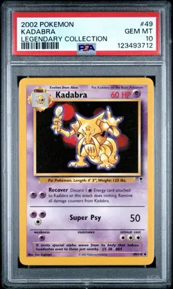 2002 Pokemon Legendary Collection # 49 Kadabra PSA 10 Card! GEM MINT! NEW CERT! - Image 1