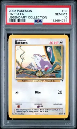2002 Pokemon Legendary Collection # 89 Rattata PSA 10 Card! GEM MINT! NEW CERT! - Image 1