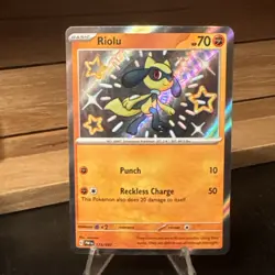 Pokemon TCG Riolu 173/091 Paldean Fates Shiny Holo Rare S&V 173/091 - Image 1