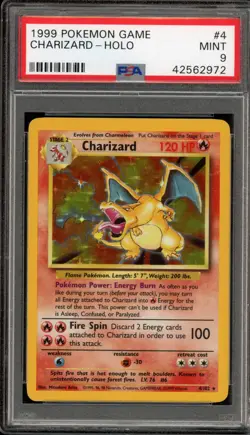 Pokemon Charizard Base Set Unlimited Holo Rare #4 PSA 9 Mint - Image 1