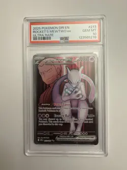 Pokemon TCG Destined Rivals Team Rockets Mewtwo EX Ultra Rare 213/182 PSA 10 - Image 1