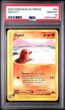 SEQUENTIAL PSA 10 DIGLETT 50 & DUGTRIO 52 SKYRIDGE POKEMON GEM MINT - Image 2