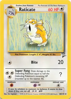 Pokemon - Raticate #058/130 - Base Set 2 Uncommon - Image 1