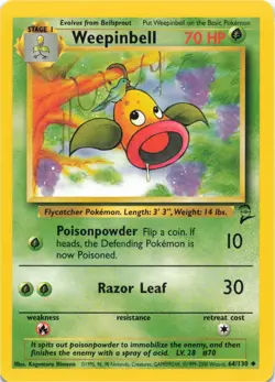 Pokemon - Weepinbell #064/130 - Base Set 2 Uncommon - Image 1