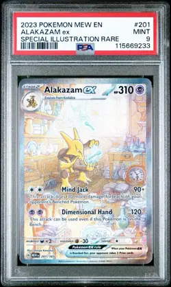 2023 POKEMON MEW EN-151 SPECIAL ILLUSTRATION RARE #201 ALAKAZAM EX PSA 9 - Image 1