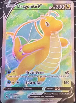 Pokemon TCG Dragonite V 76/78 - Pokemon GO Ultra Rare Full Art Holo - Near Mint - Image 1