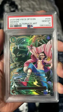 2025 ONE PIECE OP13-CARRYING ON HIS WILL SPECIAL ALTERNATE ART SMOKER PSA 10 ENG - Image 1