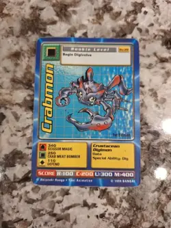 Digimon Crabmon Bo-28 Rookie Level 1st Edition Card 1999 Bandai - Image 1