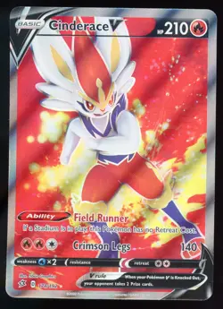 Cinderace V Full Art 178/192 Ultra Rare Rebel Clash Pokemon Card NM - Image 1