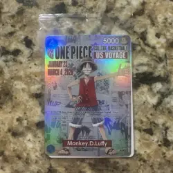 One Piece CCG Monkey D. Luffy Promo Holo Character Card US Voyage 2026 English - Image 1