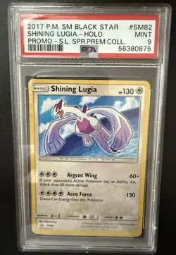 2017 Pokemon SM Black Star Promo #SM82 Shining Lugia Holo Card PSA 9 - Image 1