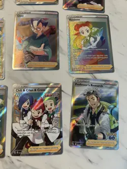 Pokemon Trainer Full Art Holo Card Lot Acerola Allister Roxanne 9 Cards - Image 2