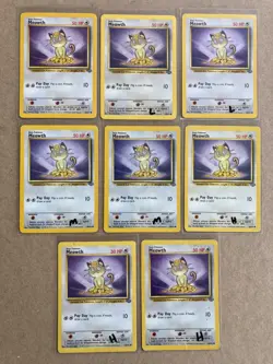 Pokemon Jungle - MEOWTH #56 - 7 CARD LOT, Heavy Play to Near Mint - Image 1
