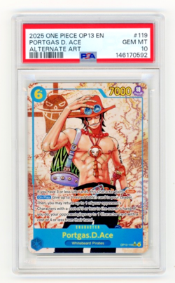 2025 One Piece Portgas D. Ace OP13-119 Alternate Art SEC English PSA 10 Gem Mint - Image 1