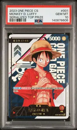 One Piece TCG Card Game Chinese Monkey D Luffy ST01-001 039/248 Top Prize PSA 10 - Image 1