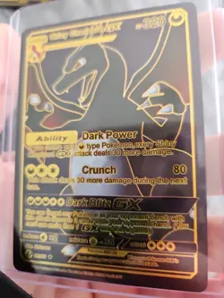 Shiny Charizard GX Black Foil Fan Art Vinyl Collector Pokemon Card 127/255 - Image 5