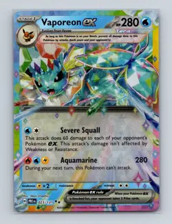 Vaporeon ex 023 2025 Pokemon Prismatic Evolutions Double Rare Holo Card NM+ (a) - Image 1